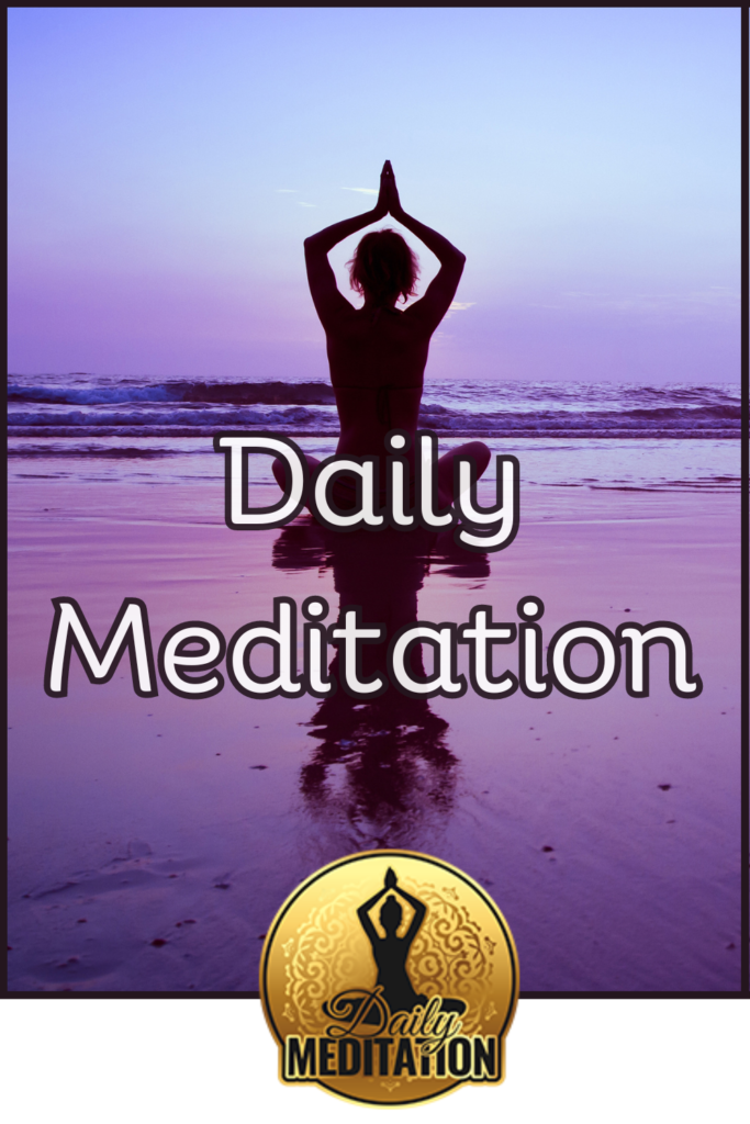 A woman practicing daily meditation while doing yoga on the beach.