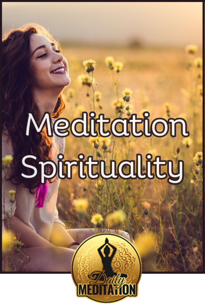 A serene woman practicing meditation in a tranquil field, enveloped in spirituality.